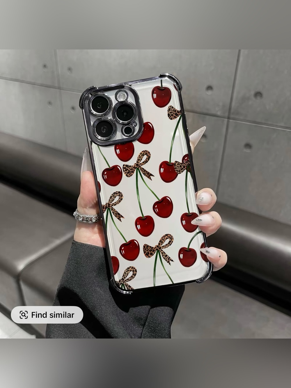 Cherry Leopard Bow Print Clear Protective Phone Case For iPhone 14 Pro Max